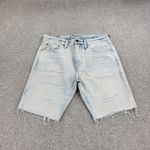 American Eagle Womens Denim Shorts 31" Blue Acid Wash Distressed Bermuda Photo 10