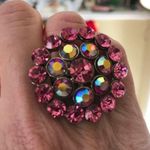 Hot Pink Crystal Ring Adjustable Retro Statement Photo 0