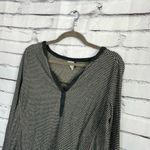 Akemi + Kin  Black Metallic Stripe V-Neck Long Sleeve Top Women’s Large Lurex Photo 6