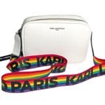 Karl Lagerfeld Maybelle Pebble Leather Pride Strap Purse White Rainbow Photo 6