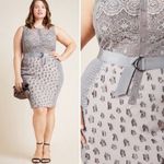 NEW Anthropologie Byron Lars Beguile Lace Sheath Dress Gisella Embroidered Sz 22 Gray Photo 1