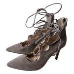 Vince Camuto  Barsha Suede Lace Up Taupe Heel Shoes Size 6.5M Photo 6