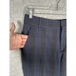 Vince  Womens Size 6 Pants Plaid Crop Tapered Leg Navy Blue Black Flat Front Zip Photo 10