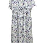 Bohme NWT Dress Flutter Sleeve Floral Midi Dress Slate Lavender Size Medium NEW Photo 2