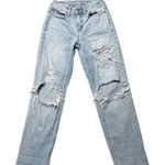 American Eagle  Outfitters Womens Jeans 90s Straight Light Wash Distressed Size X Photo 0