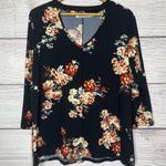 Liberty Love Floral V-Neck Cut Out Black Long Sleeve Top Size 1X Photo 7