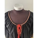 H&M Blouse Size 14 Black Boho Peasant Renfair Lightweight Tassels Embroidery Photo 2