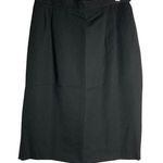 Vintage 90s Wool Blend Pencil Skirt S Black Kick Pleat Pockets Button Closure Photo 0