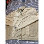 Nasty Gal Women's Plaid Sleeve Denim Jacket Beige Button Up Casual Coat Photo 1