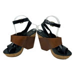 Ash  Roma Platform Wedge Heel Sandals Black Patent Cognac Leather Size 38‎ US 7 Photo 5