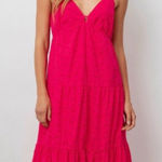 Rails  Avril Eyelet Tiered Midi Dress in Fuschia Pink Size Small Gently Used Photo 0