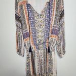 Sundance Nouveau Nomad Drop Waist Long Sleeve Mixed Print Dress Purple Size M Photo 2