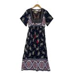 Anthropologie  Kindred Dress Womens Medium Blue Boho Paisley Maxi Embroidered Photo 1
