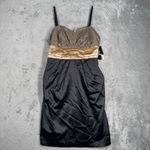Iz Byer Dress Juniors 7 Black Gold Satin Shimmer Mini Formal 90s Y2K Vintage Photo 1