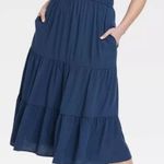 Knox Rose  Navy Blue Flutter Short Sleeves Tiered Midi Dress, Size XL Photo 0