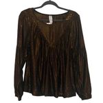 Anthropologie NWT Amadi Merry Metallic Lure Bronze Party Cocktail Blouse Photo 3