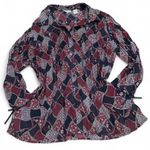 Burgundy and black patchwork blouse Red Size 2X Photo 0