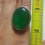 Natural Green Onyx 925 Silver Gemstone Ring Size 7.5 Photo 2