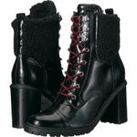 Nine West Phaedra Lace Up Black Leather Sherpa Top Boots 7.5M Photo 0