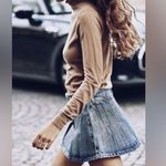 ZARA Pleated Jean Skirt with Gold Shimmer size small Photo 1