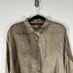 Blanque Size 1‎ Medium Brown Linen Long Sleeve Oversized Top Button Lagenlook Photo 1