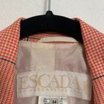Vintage Escada Linen Houndstooth Double Breasted Blazer Jacket in Red Size 34 Photo 9