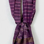Island Mountain Thai Silk Purple Striped Elephant Print Fringe Scarf Photo 0