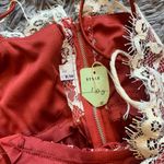 BNWT Vintage 1970s union made lacy empire waist accordion skirt prom dress with matching cape sz 9/10 Red Photo 1