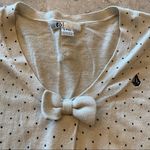 Volcom Sweater Women S/P Ivory with Black Polka Dots Knit Long Sleeve Photo 1