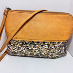 Antik Kraft  Honey Brown Metal‎ Studed Crossbody Wristlet Bag Photo 0