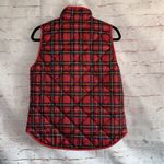 J.Crew Red Vest  BM367 Classic Tartan Plaid Puffer Vest Snap Pockets small Photo 3