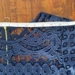 JUST TAYLOR navy lace overlay‎ short sleeve fit & flare knee length dress size 8 Blue Photo 10
