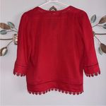 Lauren Ralph Lauren Womens Red Linen V Neck 3/4 Sleeve Blouse Size Small Photo 4