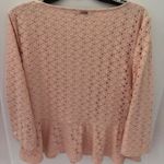 Ivanka Trump Pastel Pink 3/4 Sleeve Lace Overlay Eyelet Stretch Lined Blouse L Photo 1