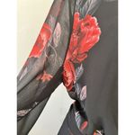 Unbranded Womens 2xl Red Black Gothic Rose Floral V Neck Wrap Belted Midi Dress Pink Size XXL Photo 8