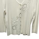 Ruby Rd Women Cardigan Sweater Ivory Embroidered Beaded Cottagecore Boho Classic Size L Photo 8