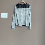 Rebecca Taylor Rebecca‎ Taylor Leather Long Sleeve Shirt Black Grey Size Small Photo 3