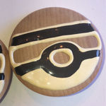 Vintage Wooden Painted Funky Chunky Retro Boho Clip On Earrings Brown Photo 3