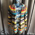 NWT Noracora Knit Rainbow Strip Open Front Cardigan Sweater with Pockets Red Size M Photo 1