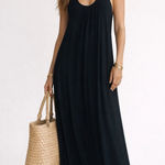 9seed black cotton racer back maxi dress swim cover. One Size Size undefined Photo 0