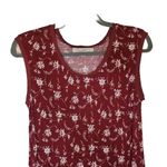 Loft  Floral Tank Top Womens Size M Sleeveless Stretch Prairie Boho‎ Burgundy Photo 2