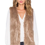 Joie  Nimoy Faux Fur Vest in Deep Mushroom Taupe Size Medium Winter Fall Cozy Photo 0