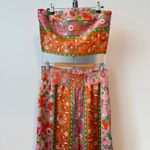 HOUSE OF HARLOW 1960 Womens M Floral Print Smocked Tube Top Wide Leg Pants Set Pink Size M Photo 1