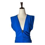 ZARA  Dress Women Medium Royal Blue Ruched V Neck Sleeveless Midi NWT Party Photo 3