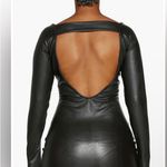 Naked Wardrobe NWT Black Vegan Faux Leather Raw Hem Dress in Black Sz Large Photo 3