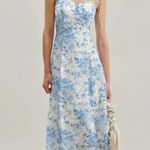 RIHOAS The Blue Sweetheart Neck Shirred Midi Dress M Size M Photo 0