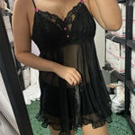 Vintage betsey johnson intimate babydoll bow lace sheer sleep dress Photo 0