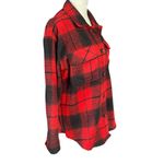 No Boundaries Juniors 3-5 red and black plaid flannel button down shirt shacket Photo 1