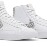 Nike Womens White Blazer Mid “77 SE Leather Sneakers with Zebra Print Size 10 Photo 0