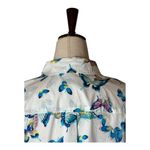 Talbots  Shirt Women 1X White Blue Cotton Butterfly Print Button Down Preppy Plus Photo 4